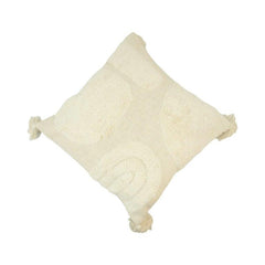 Ivory Tufted Cotton Cushion Cover with Tassels | Textured Geometric Design | 45 x 45 cm