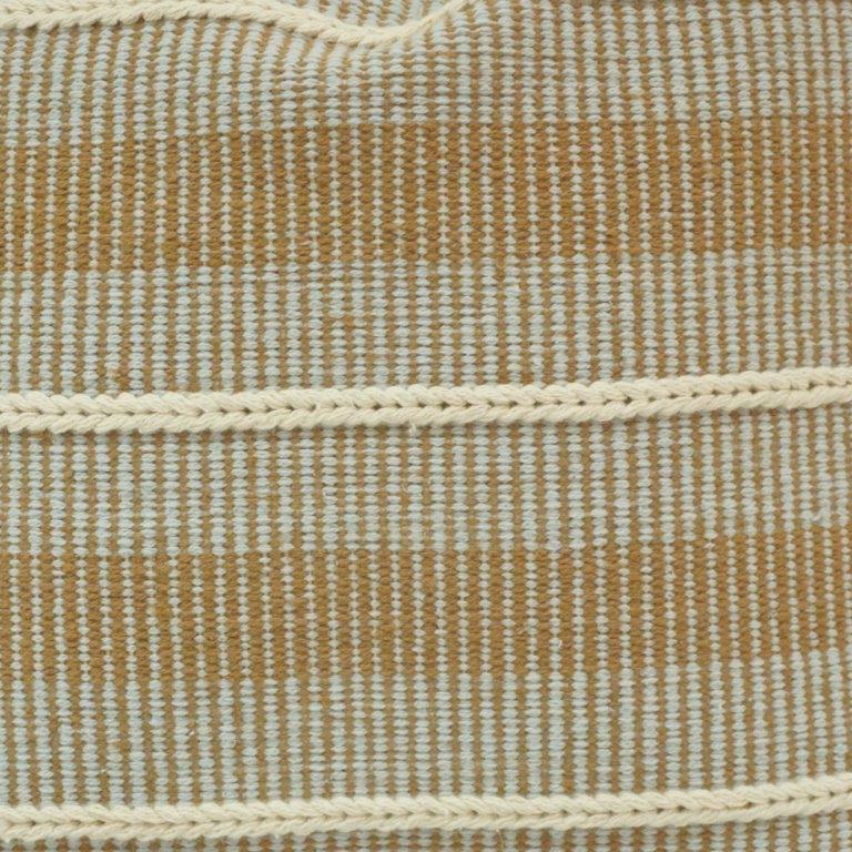 Handwoven Beige Stripe Cotton Cushion Cover | 45x45 cm Neutral Textured Throw Pillow Cover | Modern Boho Sofa Cushion