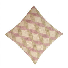 Handmade Tufted Geometric Cotton Cushion Cover 45x45 cm | Blush Pink & Beige Decorative Pillow Cover