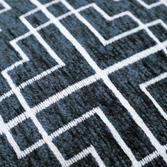 Handwoven Jacquard Cushion Cover – Navy Blue & White Geometric Pattern, 45 x 45 cm