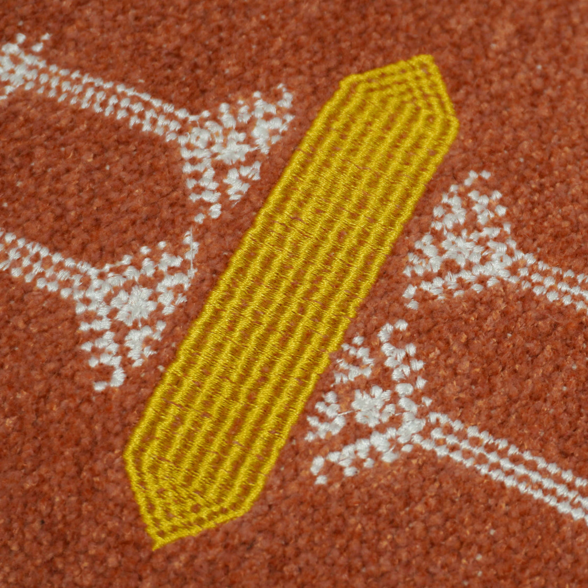 Machine Embroidered Geometric Cushion Cover – Rust Brown Tribal Pattern, 35 x 50 cm