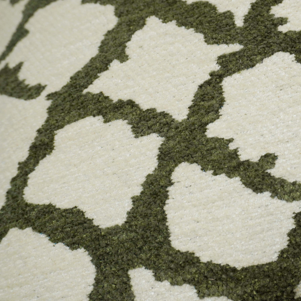 Geometric Jacquard Cotton Cushion Cover 45x45 cm | Ivory & Olive Green | Modern Trellis Pattern | Decorative Throw Pillow Cover with Hidden Zip