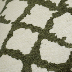 Geometric Jacquard Cotton Cushion Cover 45x45 cm | Ivory & Olive Green | Modern Trellis Pattern | Decorative Throw Pillow Cover with Hidden Zip