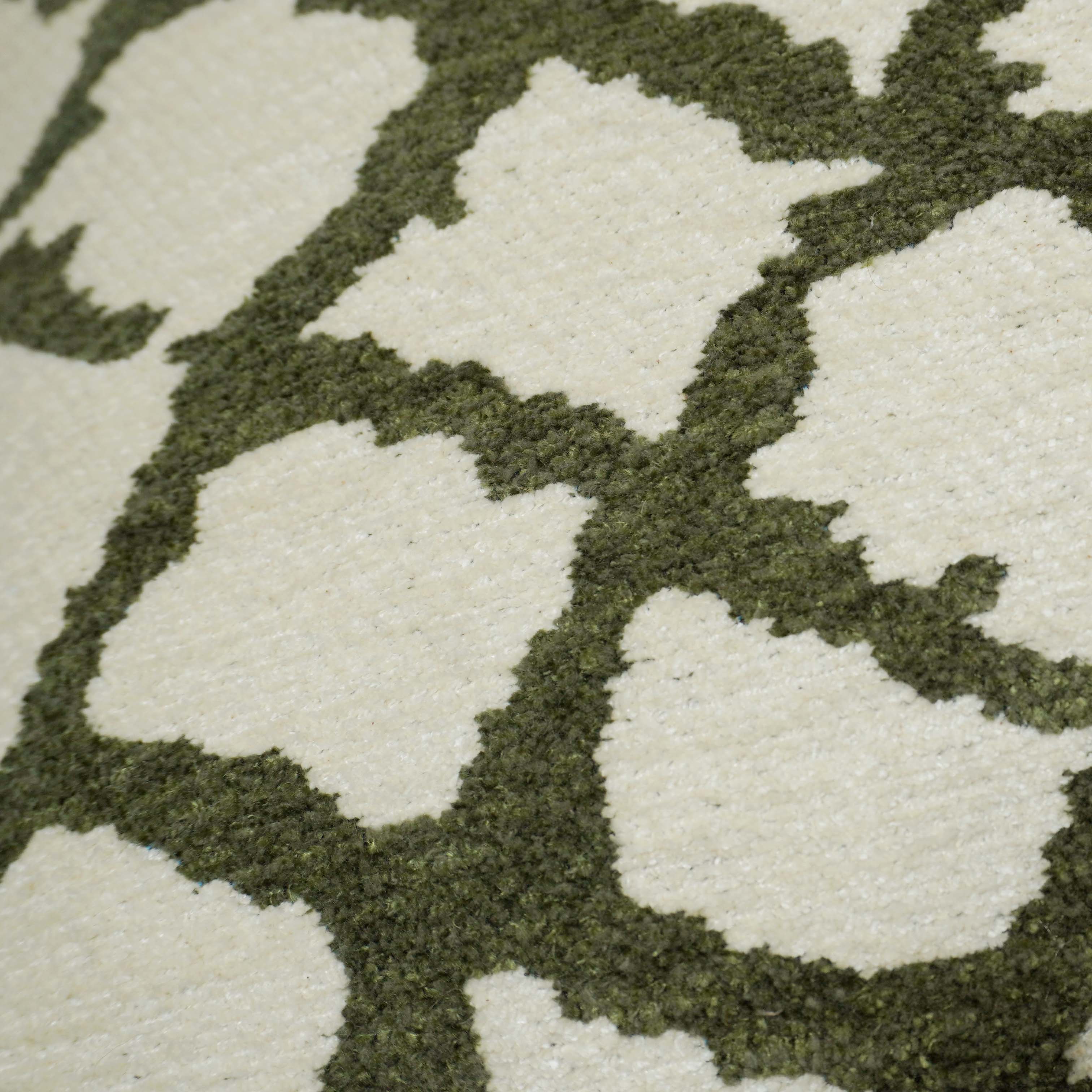 Geometric Jacquard Cotton Cushion Cover 45x45 cm | Ivory & Olive Green | Modern Trellis Pattern | Decorative Throw Pillow Cover with Hidden Zip