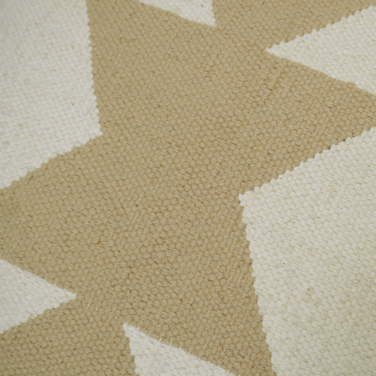 Beige ivory and black geometric handwoven cotton cushion cover 45x45 cm
