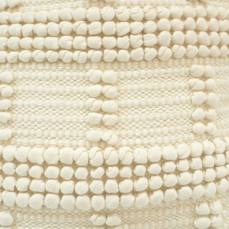 Handmade Cotton Tufted Cushion Cover 45x45 cm | Ivory Textured Boho Throw Pillow Cover | Artisan Woven Pom-Pom Design - Bulk manufacturer & supplier from Panipat, India