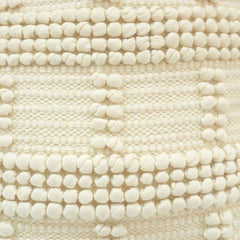 Handmade Cotton Tufted Cushion Cover 45x45 cm | Ivory Textured Boho Throw Pillow Cover | Artisan Woven Pom-Pom Design