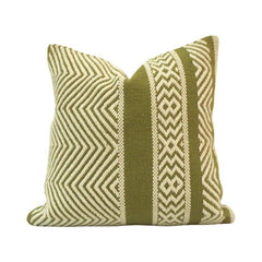 Handwoven Olive Green Geometric Cotton Cushion Cover | 45x45 cm Decorative Pillow Cover