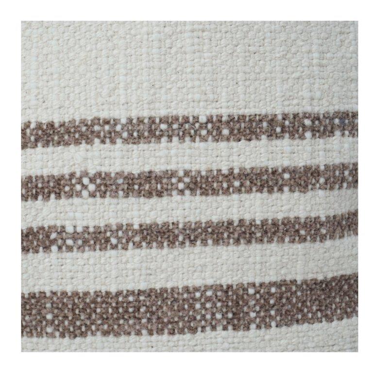 Handwoven Cotton Cushion Cover with Rustic Stripe Design | Neutral Beige Decorative Pillow Cover | 18x18 Inch