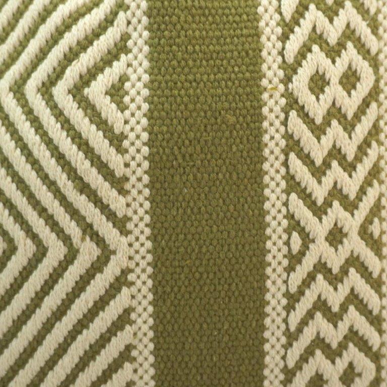 Handwoven Olive Green Geometric Cotton Cushion Cover | 45x45 cm Decorative Pillow Cover - Bulk manufacturer & supplier from Panipat, India