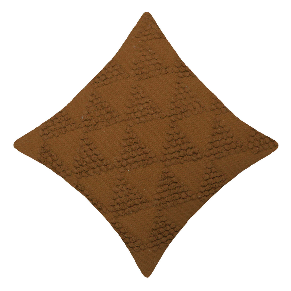 Handwoven Cotton Cushion Cover 45x45 cm | Brown Textured Geometric Tufted Design | Decorative Throw Pillow Cover with Hidden Zipper | Boho Modern Home Décor
