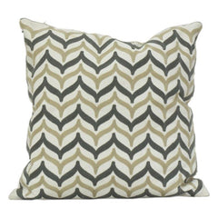 Embroidered Geometric Cushion Cover 45x45 cm | Cotton Decorative Pillow Cover in Neutral Tones