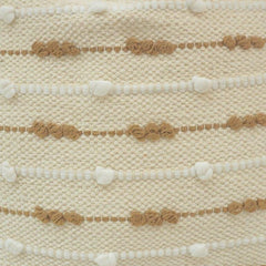 Handmade Cotton Textured Cushion Cover 45x45 cm | Cream & Beige Woven Tufted Striped Pillow Cover | Boho Home Décor