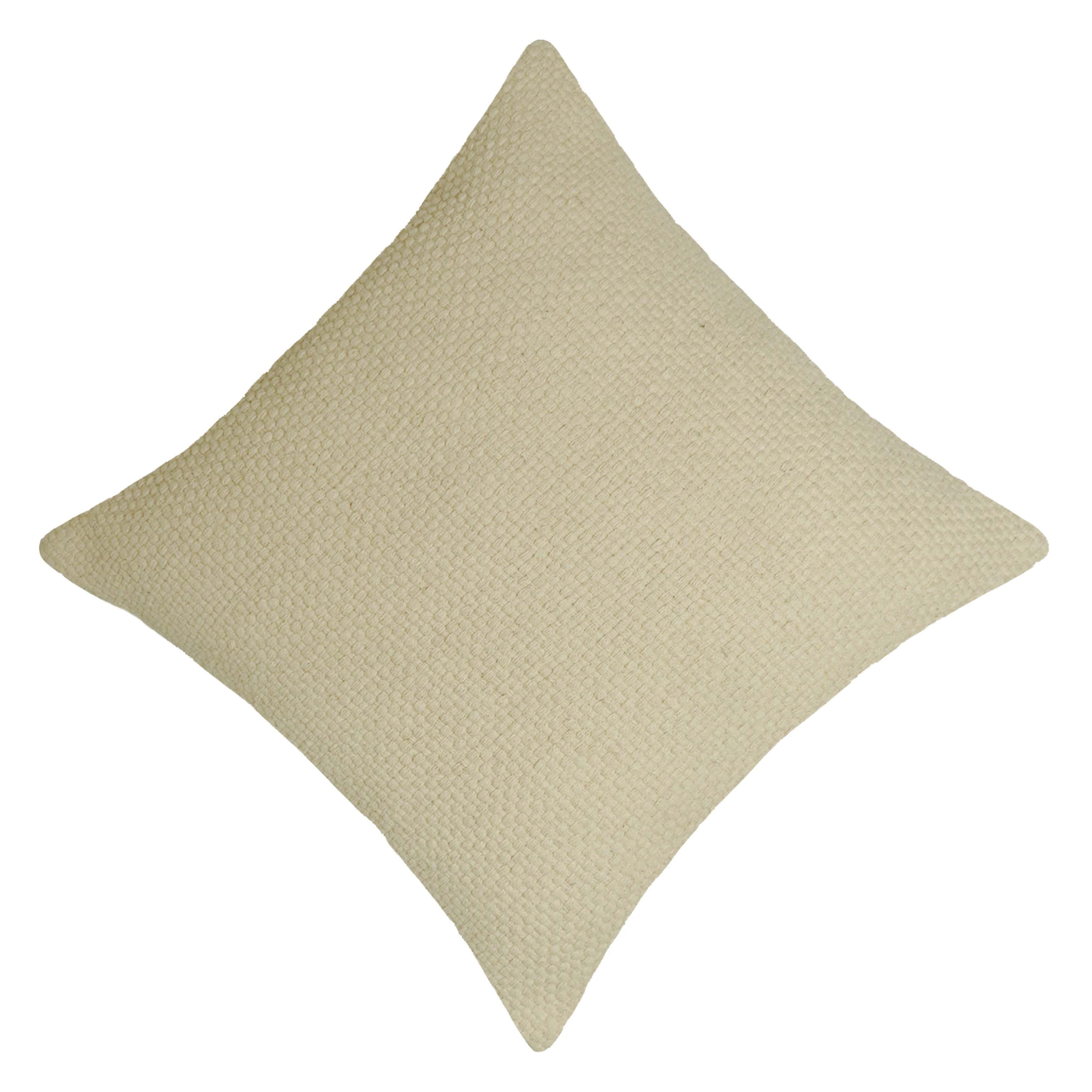 Handwoven Cotton Cushion Cover – Natural Cream Textured Weave, 45 x 45 cm