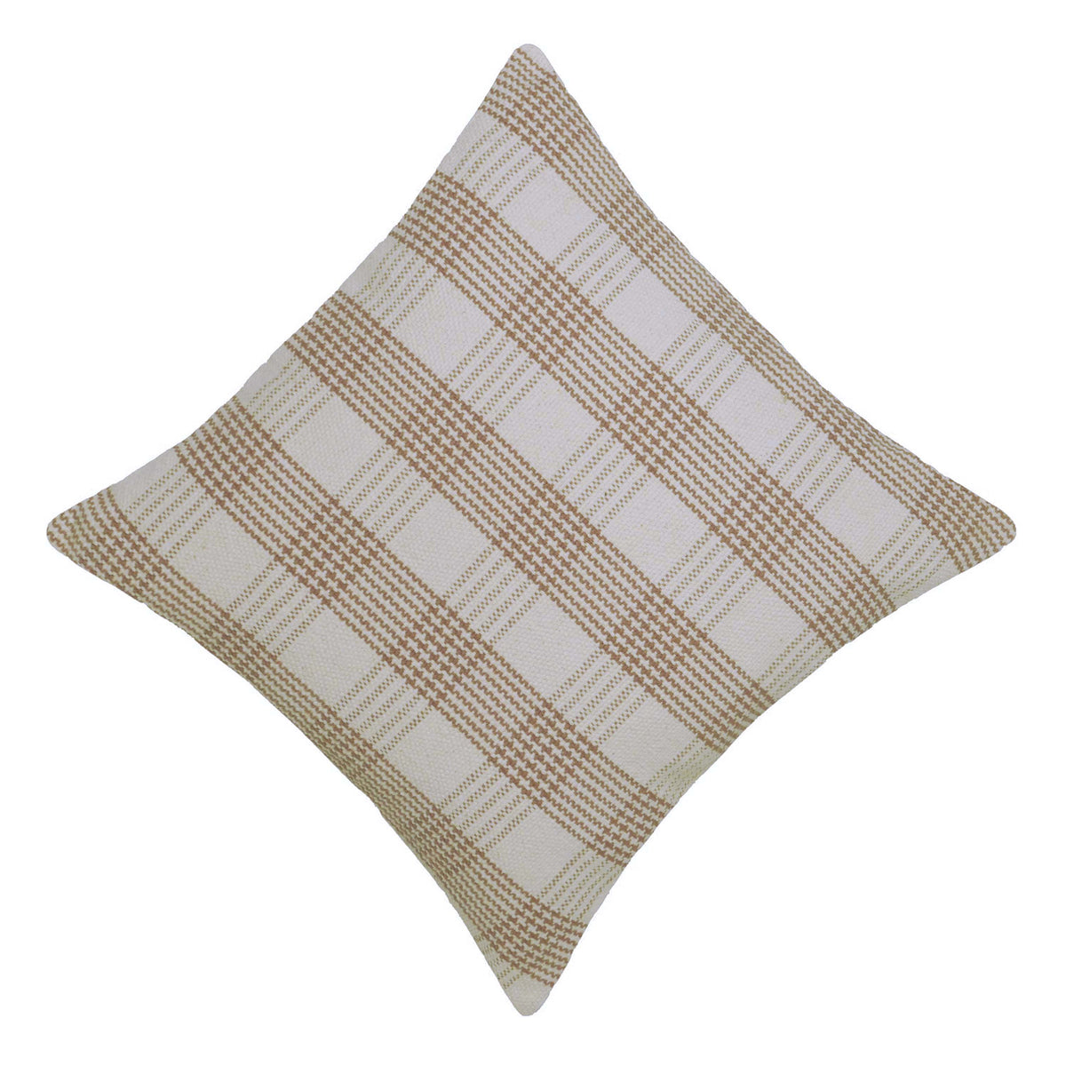 Beige and cream textured checkered handwoven cotton cushion cover 45x45 cm