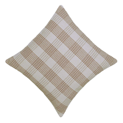 Beige and cream textured checkered handwoven cotton cushion cover 45x45 cm