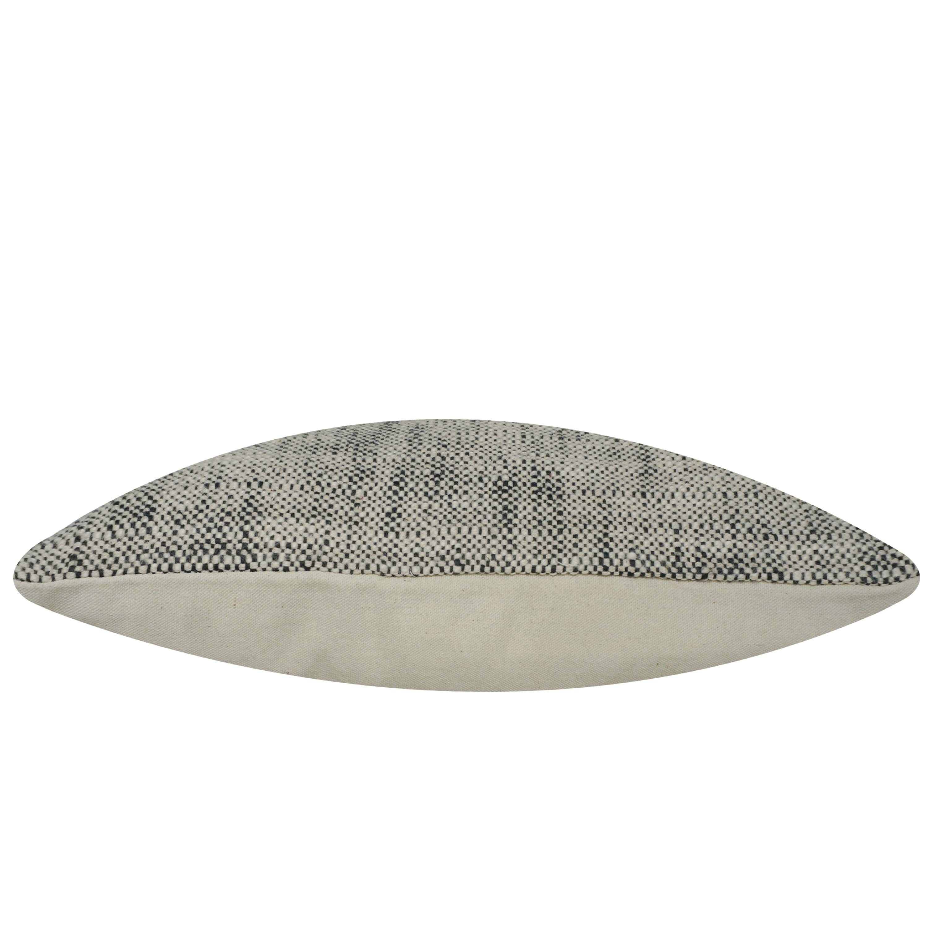 Handwoven Cotton Cushion Cover 45x45 cm | Black & Natural Textured Stripe Design | Decorative Sofa Throw Pillow Cover | Hidden Zip | Modern Minimalist Home Décor
