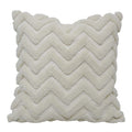 Handmade Tufted Cotton Cushion Cover 45x45 cm | Ivory Chevron Textured Throw Pillow Cover | Boho Modern Home Décor | Concealed Zip
