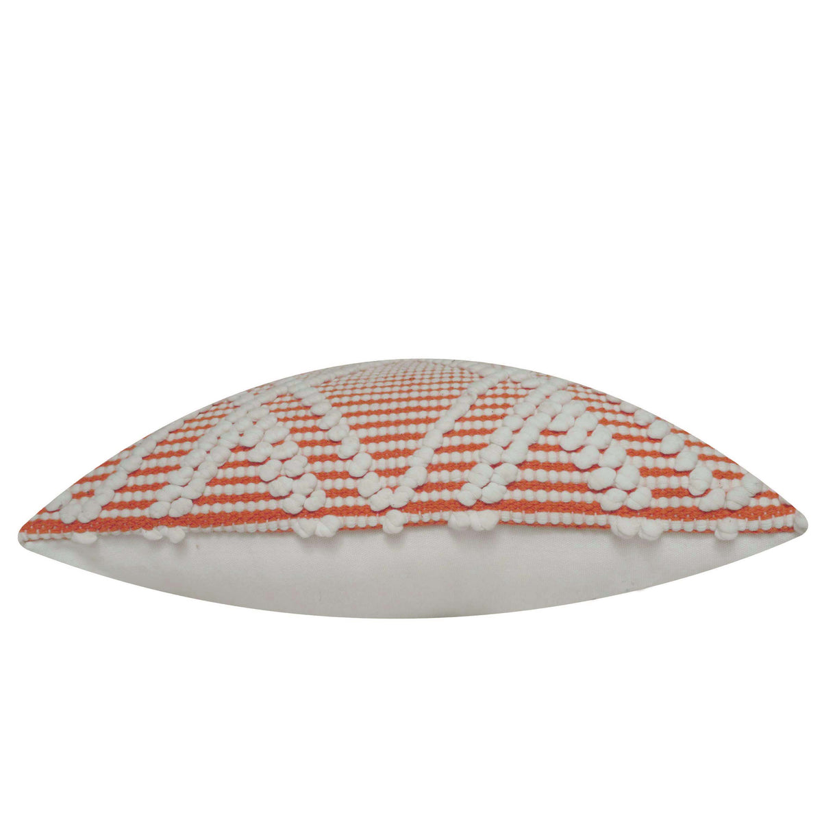 Handwoven Cotton Cushion Cover 45x45 cm | Orange & Ivory Textured Geometric Woven Throw Pillow Cover | Hidden Zipper | Boho Modern Home Décor