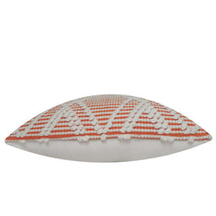 Handwoven Cotton Cushion Cover 45x45 cm | Orange & Ivory Textured Geometric Woven Throw Pillow Cover | Hidden Zipper | Boho Modern Home Décor