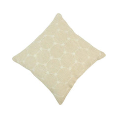Ivory Geometric Embroidered Cotton Cushion Cover – 45x45 cm | Textured Boho Throw Pillow Cover