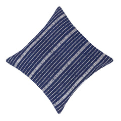 Handwoven Navy Blue Striped Cotton Cushion Cover 45x45 cm | Handmade Textured Throw Pillow Cover | Modern Minimalist Home Décor
