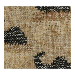 Handwoven Jute Cushion Cover with Abstract Black Motif | Rustic Boho Decorative Pillow Cover | 18x18 Inch