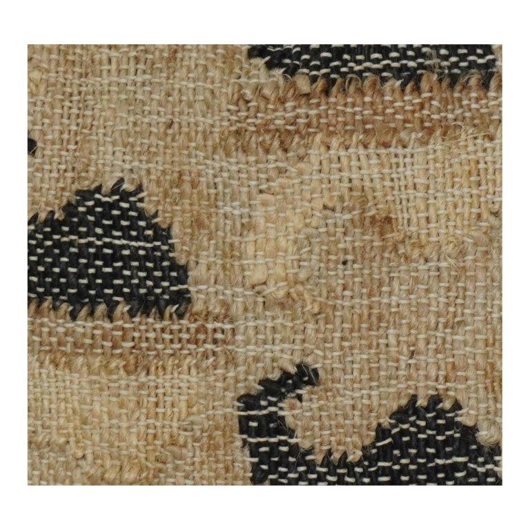 Handwoven Jute Cushion Cover with Abstract Black Motif | Rustic Boho Decorative Pillow Cover | 18x18 Inch