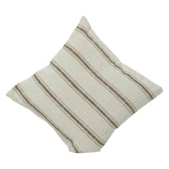 Handwoven Striped Cotton Cushion Cover | Neutral Beige & Brown Textured Pillow Case | 18x18 Inch