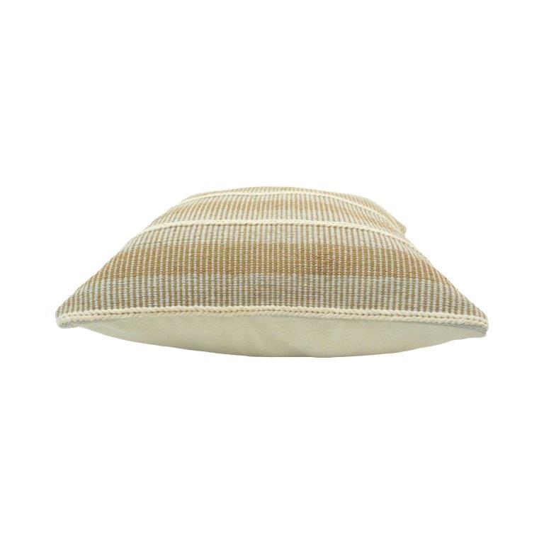 Handwoven Beige Stripe Cotton Cushion Cover | 45x45 cm Neutral Textured Throw Pillow Cover | Modern Boho Sofa Cushion - Bulk manufacturer & supplier from Panipat, India