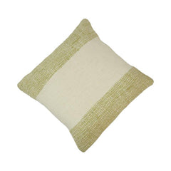 Handmade Cotton Cushion Cover 45x45 cm | Woven Border Decorative Pillow Cover | Neutral Boho Cushion