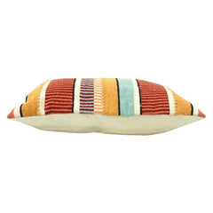 Handmade Striped Embroidered Cotton Cushion Cover – Multicolor Boho Lumbar Pillow 35x50 cm