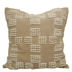 Handwoven Cotton Cushion Cover 45x45 cm | Textured Geometric Bobble Design | Decorative Throw Pillow Cover | Hidden Zip | Boho & Modern Home Décor