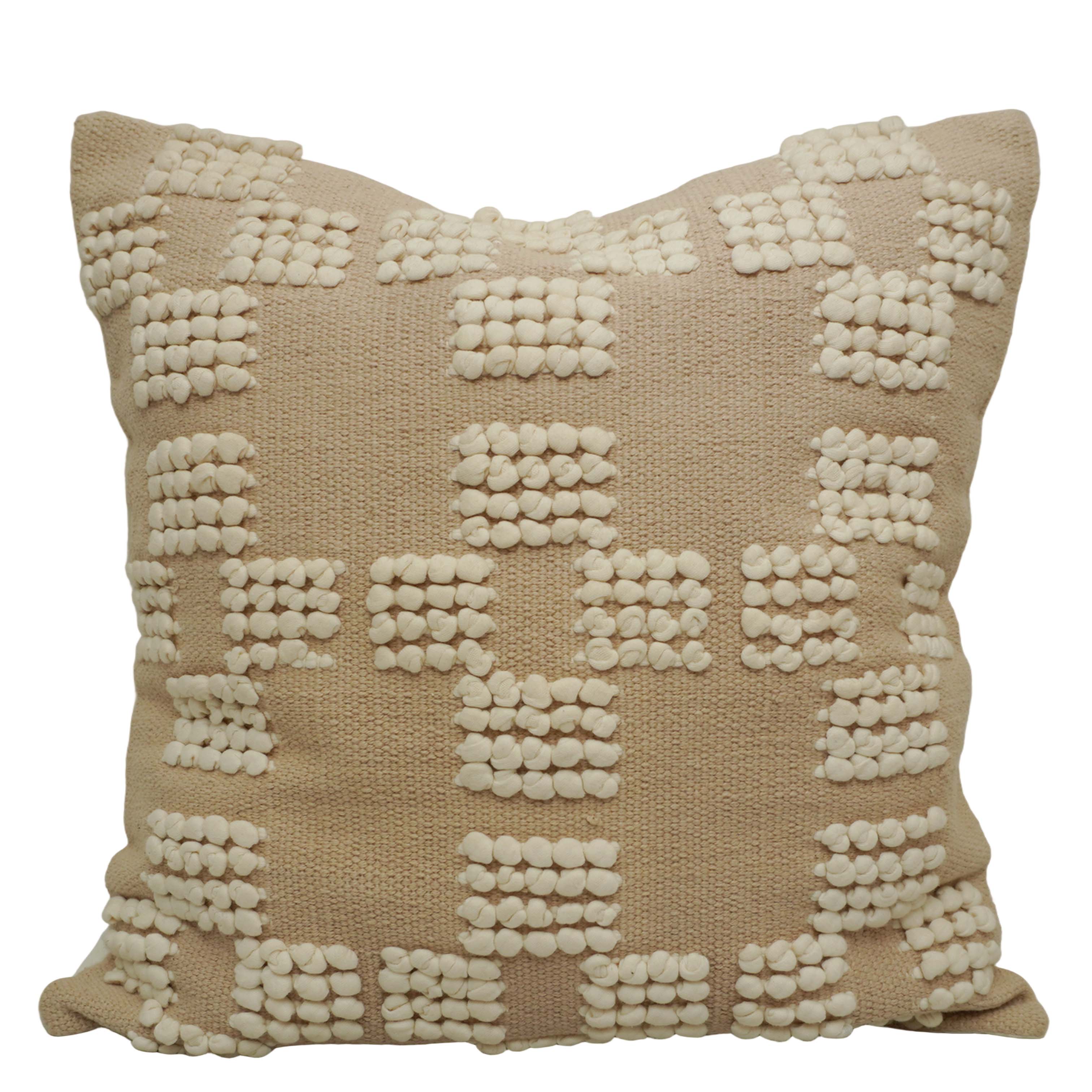 Handwoven Cotton Cushion Cover 45x45 cm | Textured Geometric Bobble Design | Decorative Throw Pillow Cover | Hidden Zip | Boho & Modern Home Décor