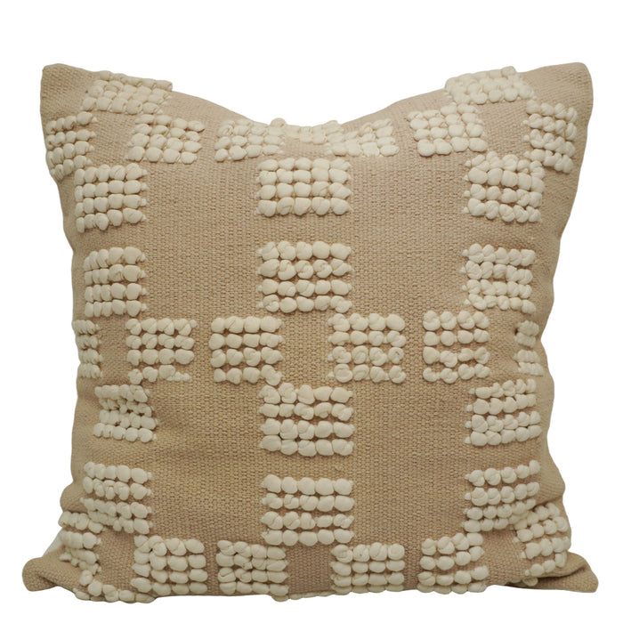 Handwoven Cotton Cushion Cover 45x45 cm | Textured Geometric Bobble Design | Decorative Throw Pillow Cover | Hidden Zip | Boho & Modern Home Décor