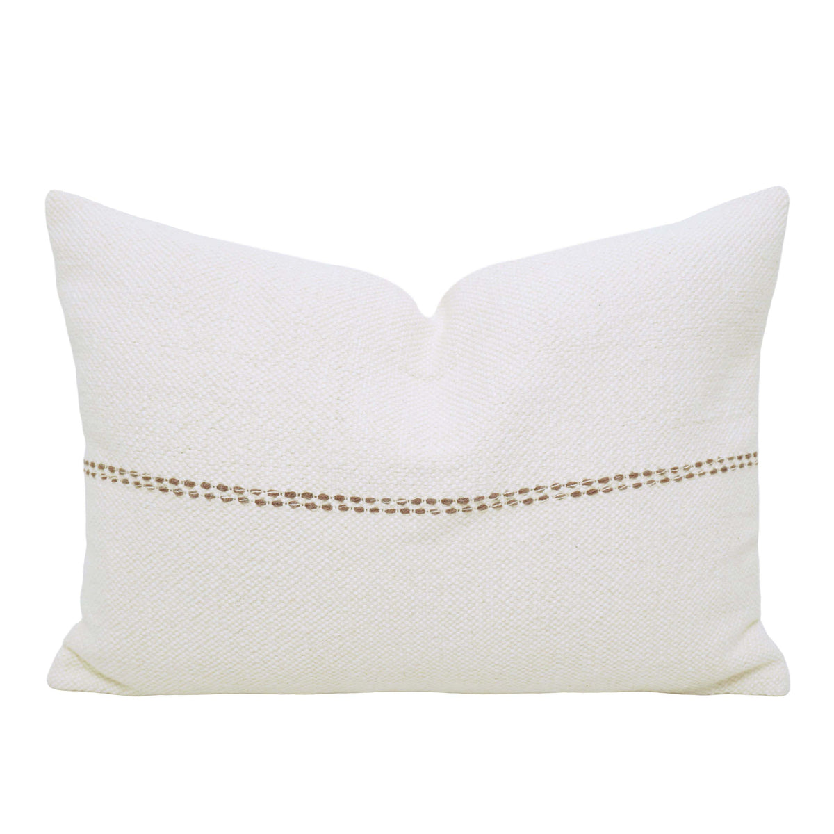 Handwoven Ivory Cushion Cover with Subtle Horizontal Stripe – 35 x 50 cm