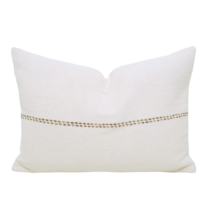 Handwoven Ivory Cushion Cover with Subtle Horizontal Stripe – 35 x 50 cm