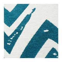 Türkisfarbener Zickzack-Kissenbezug aus Baumwoll-Jacquard – 45x45 cm | Modernes geometrisches Design | Verdeckter Reißverschluss