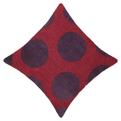Modern Jacquard Geometric Polka Dot Cushion Cover 45x45 cm | Woven Cotton Blend Decorative Throw Pillow Cover | Hidden Zip | Red & Plum