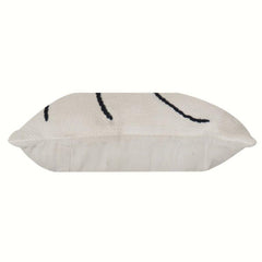 Black Spiral Embroidered Cotton Cushion Cover | Modern Abstract Floral Throw Pillow Cover | 18x18 Inch