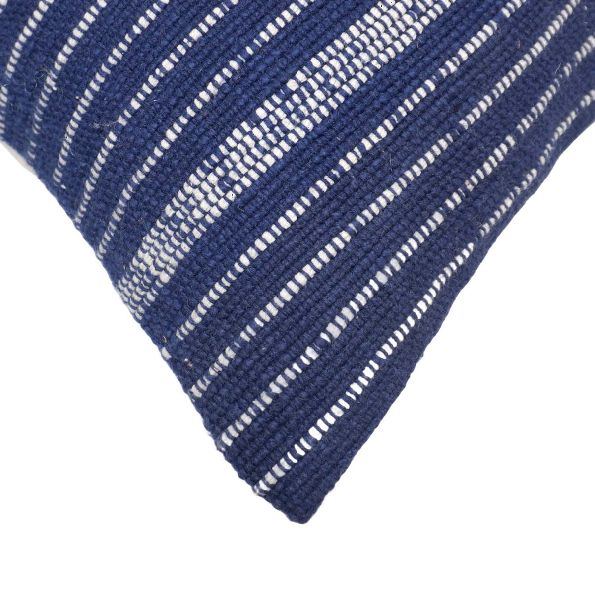 Handwoven Navy Blue Striped Cotton Cushion Cover 45x45 cm | Handmade Textured Throw Pillow Cover | Modern Minimalist Home Décor - Bulk manufacturer & supplier from Panipat, India