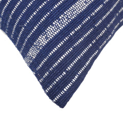Handwoven Navy Blue Striped Cotton Cushion Cover 45x45 cm | Handmade Textured Throw Pillow Cover | Modern Minimalist Home Décor