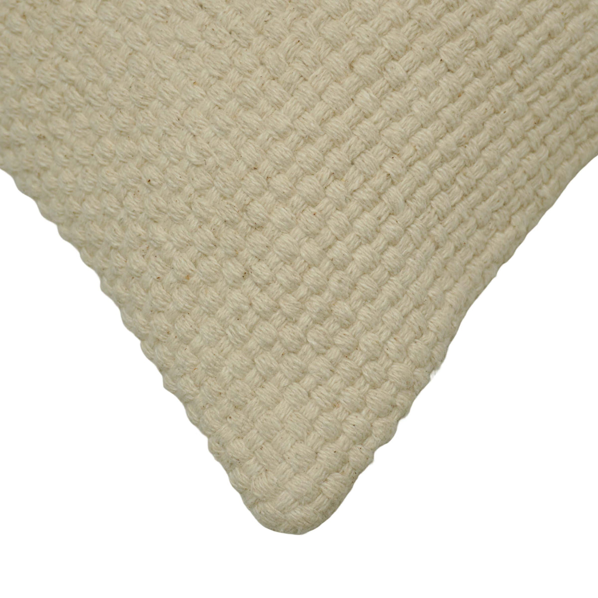 Handwoven Cotton Cushion Cover – Natural Cream Textured Weave, 45 x 45 cm