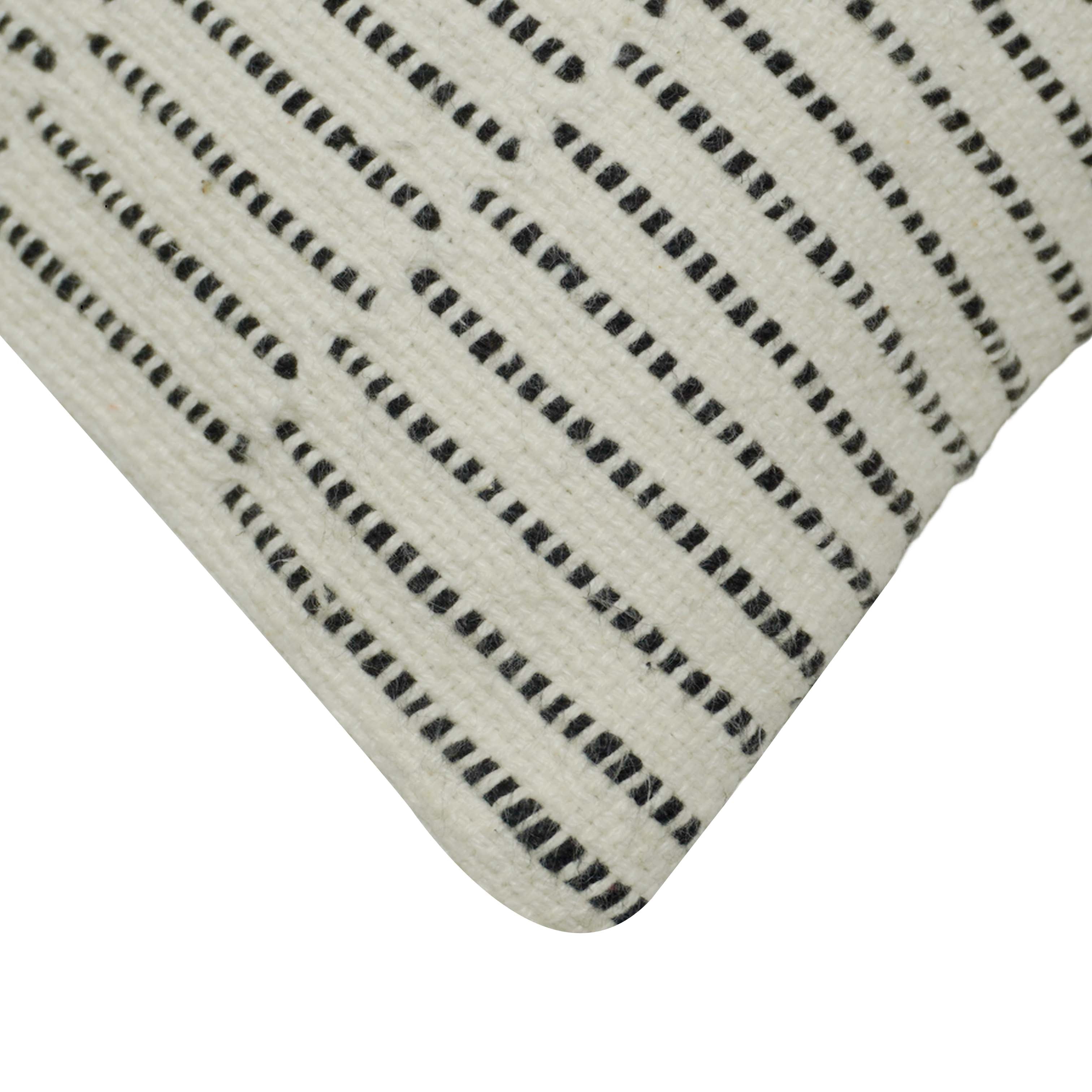 Handwoven Cotton Cushion Cover 45x45 cm | Black & Ivory Woven Geometric Pattern | Decorative Throw Pillow Cover | Hidden Zip | Modern Boho Home Décor