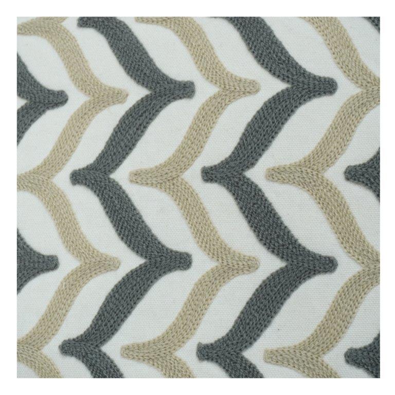 Embroidered Geometric Cushion Cover 45x45 cm | Cotton Decorative Pillow Cover in Neutral Tones
