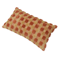 Rust and beige geometric textured tufted cotton cushion cover 40x60 cm