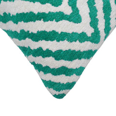 Teal & Ivory Geometric Jacquard Cotton Cushion Cover – 45 x 45 cm