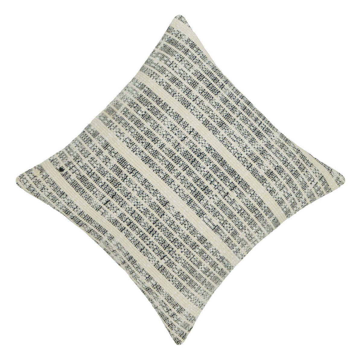 Handwoven Textured Stripe Cushion Cover – Ivory & Grey, 45 x 45 cm