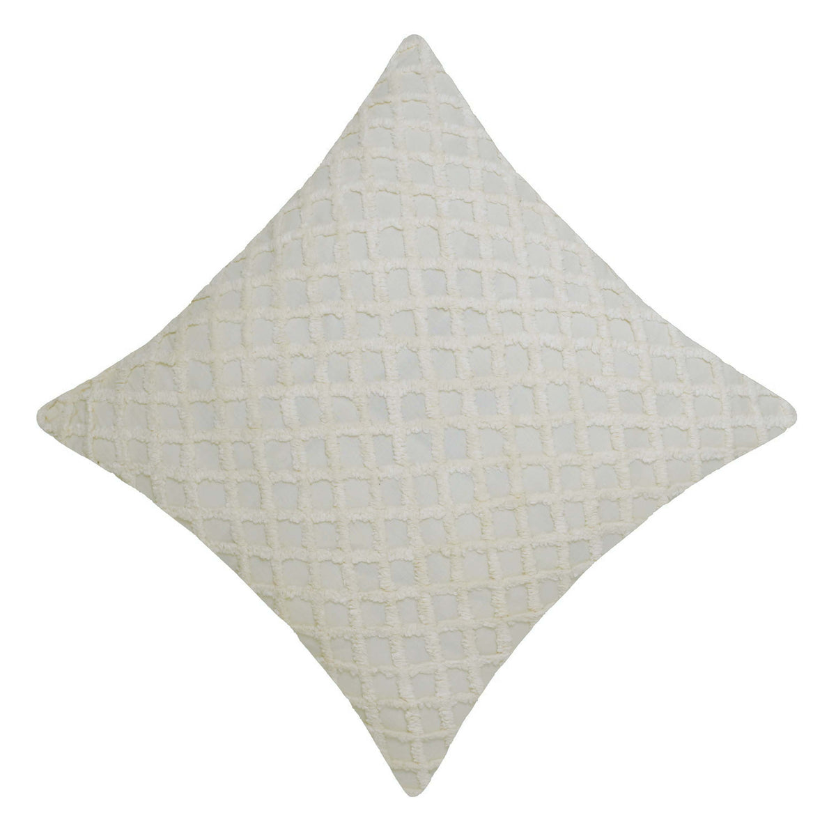 Ivory Tufted Diamond Lattice Cushion Cover – 45 x 45 cm | Textured Fabric Accent Pillow Cover