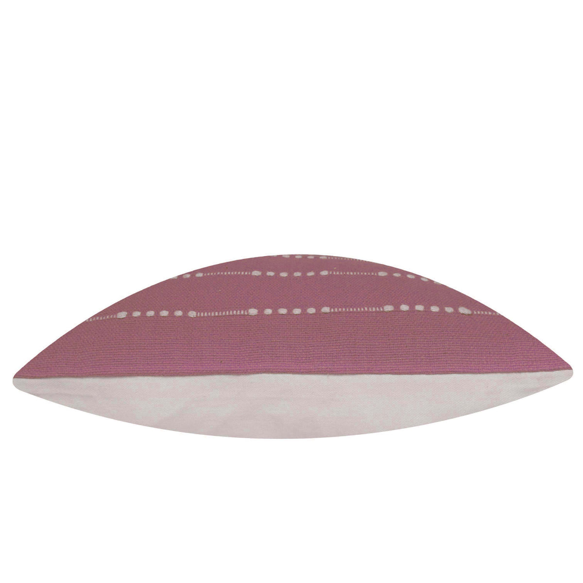 Handwoven Cotton Cushion Cover 45x45 cm – Mauve Pink with Ivory Horizontal Dotted Stripe Pattern